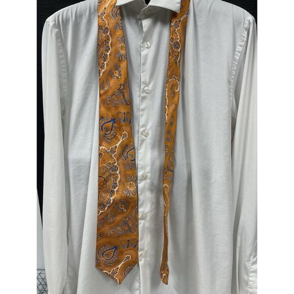 Michael Kors Orange with Blue Stripes Silk Neck Tie, Long 60”‎ - Picture 2 of 5